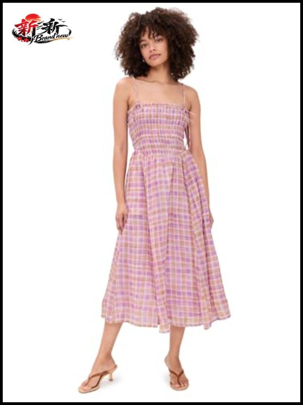 ASTR The Label Lahela Dress Fit & Flare Midi Plaid Smocked